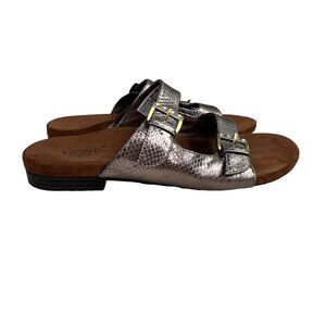Vionic Czarina Orthoheel Sandals Slides 11 Women Snakeskin Pewter Rhinestone